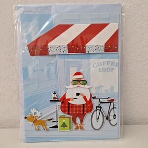 NEW BECK 3D Holiday Christmas Greeting Card - Santa Coffee Shop
